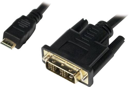 LogiLink HDMI / DVI Adapterkabel HDMI-Mini-C Stecker, DVI-D 18+1pol. Stecker 1.00m Schwarz CHM002 HD von Logilink