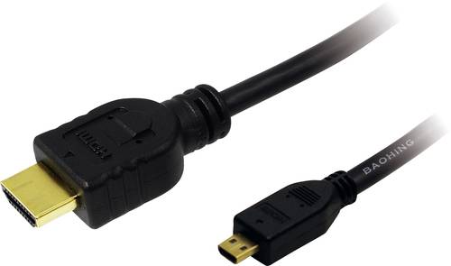 LogiLink HDMI Anschlusskabel HDMI-A Stecker, HDMI-Micro-D Stecker 1.50m Schwarz CH0031 HDMI-Kabel von Logilink