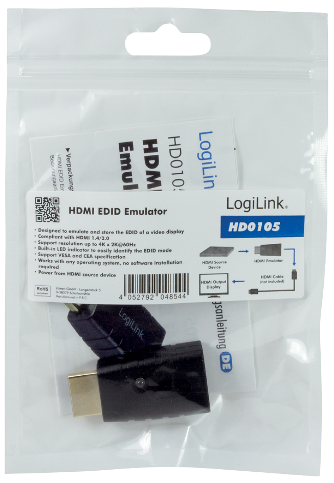 LogiLink HDMI EDID Emulator, schwarz von Logilink