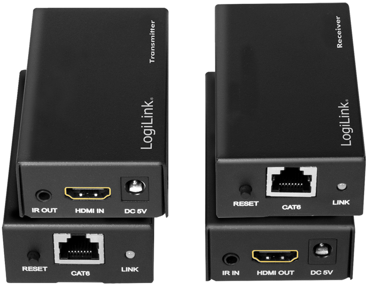 LogiLink HDMI Extender Set über LAN, POC/IR, 60 m, schwarz von Logilink