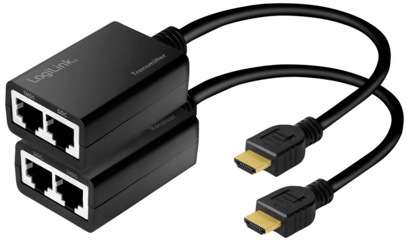 LogiLink HDMI Extender Set über LAN, Pigtail, 30 m, schwarz von Logilink