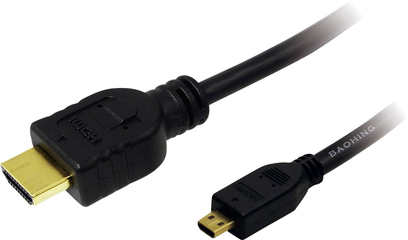 Logilink HDMI-Kabel Ethernet A -> micro D St/St 1.00m bk Logilink HDMI-Kabel Ethernet A -> micro D St/St 1.00m bk von Logilink