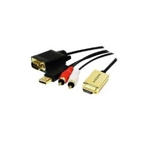 LogiLink HDMI auf VGA/Audio Konverter, 2,0 m, schwarz Eingang: HDMI-A 19 Pol Kupplung, Ausgang: VGA 15 Pol - 1 Stück (CV0052A) von Logilink