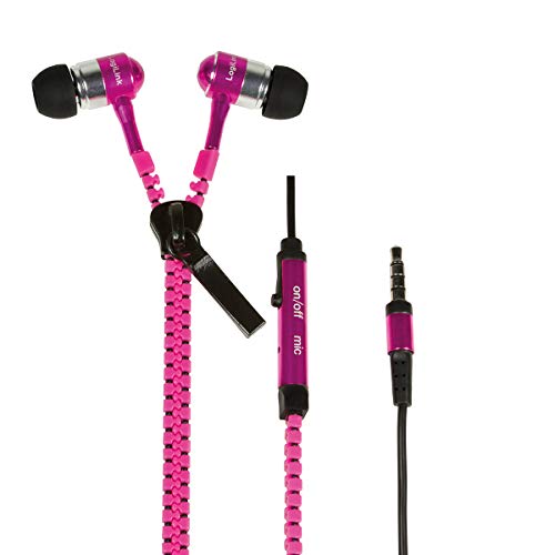 LogiLink HS0022 Zipper In-Ear Kopfhörer mit Mikrofon neon pink von Logilink
