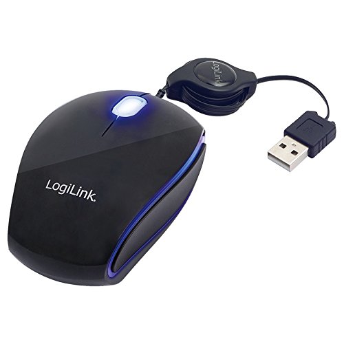 LogiLink ID0081 Carisma Optical Maus, USB, beleuchted, 1000dpi, Retractable Kabel, Piano schwarz von Logilink