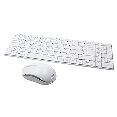 LogiLink ID0109 Kabellose Tastertur / Maus Set, 2,4GHz, Slim Design, mit optical 3 button Maus, AUTOLINK connection, weiß von Logilink