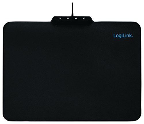 LogiLink ID0155 Gaming Mauspad mit 4X RGB-LED Beleuchtung und 7 Mögliche Farbe schwarz von Logilink