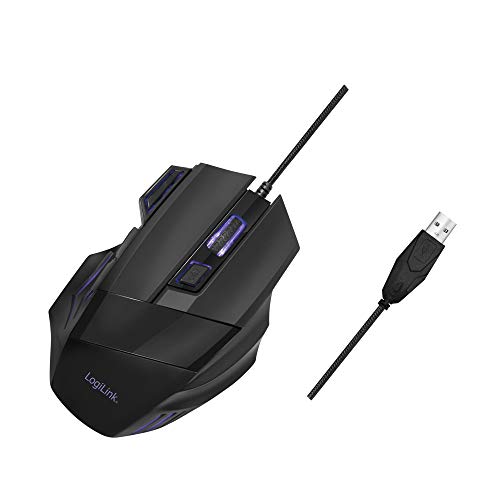 LogiLink ID0202 - Ergonomische USB-Gaming-Maus 2400 DPI mit 6 programmierbaren Tasten und DPI-Umschalttaste, schwarz von Logilink
