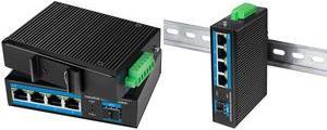 LogiLink Industrial Gigabit Ethernet Switch,4-Port,Unmanaged 4x 10/100/1000Base-TX + 1x SFP, Plug & Play, Metallgehäuse, - 1 Stück (NS204) von Logilink