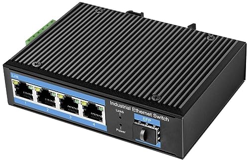 LogiLink Industrie Gigabit Ethernet Switch, 4-Port 1000 Mbit/s + 1-Port SFP (für Glasfaser Backbone) von Logilink