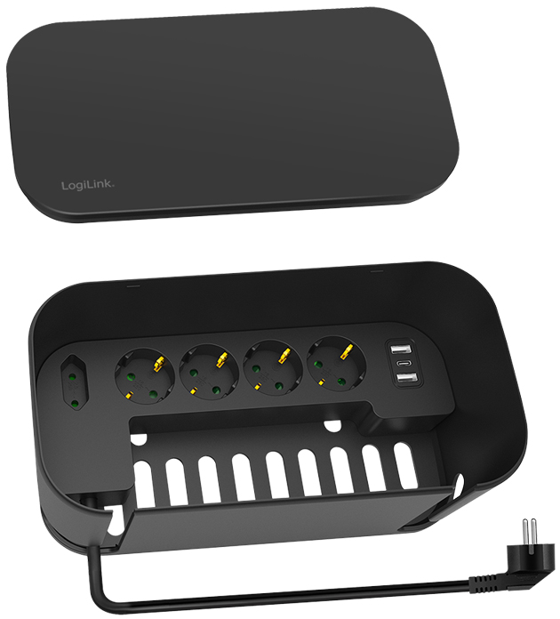 LogiLink Kabelbox mit Steckdosenleiste, 5-fach, schwarz von Logilink