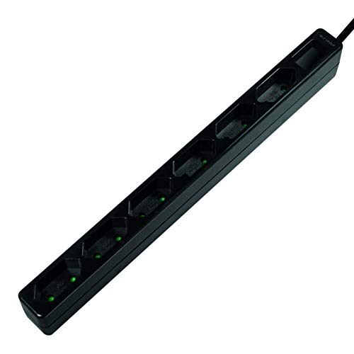 LogiLink LPS231B 6-fach Steckdosenleiste (Eurobuchse) - CEE 7/16 mit Kindersicherung Schwarz, 6x Euro von Logilink
