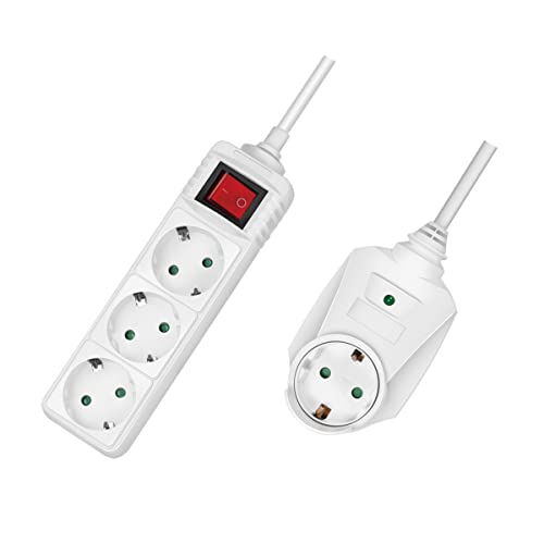 LogiLink LPS273 - Steckdosenleiste 4-Fach + Schalter, 3X CEE 7/3 + 1 Durchgangsstecker, 2 m von Logilink