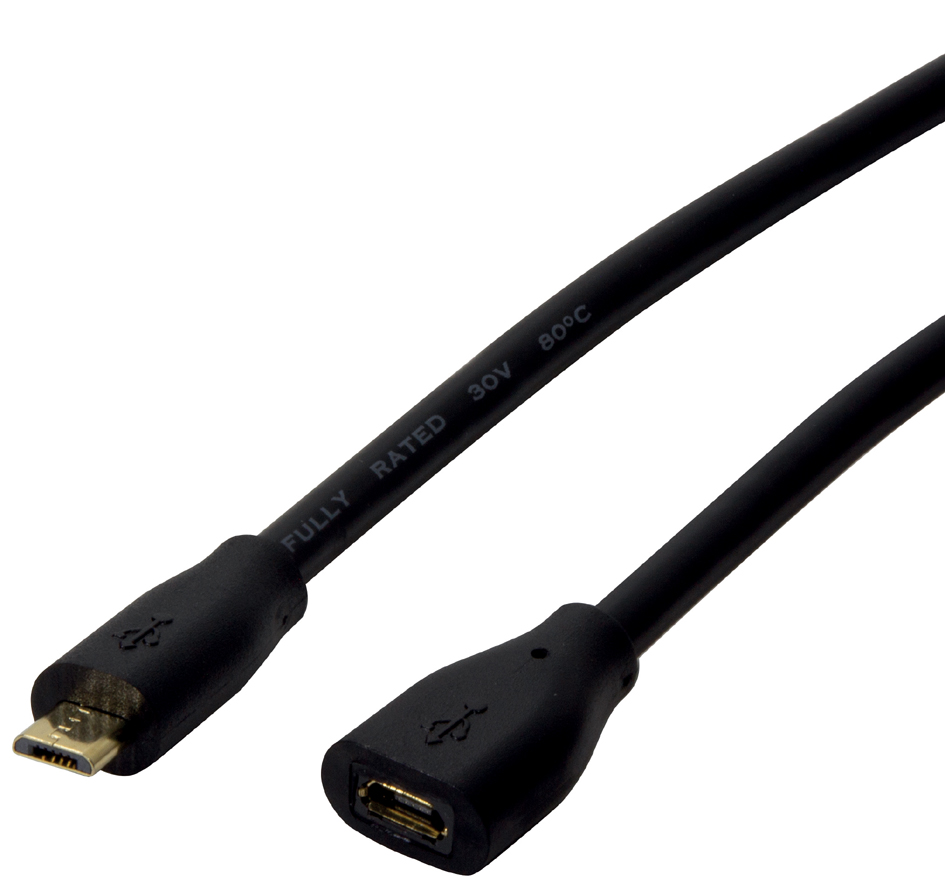 LogiLink Micro USB 2.0 Verlängerungskabel, 1,5 m, schwarz von Logilink