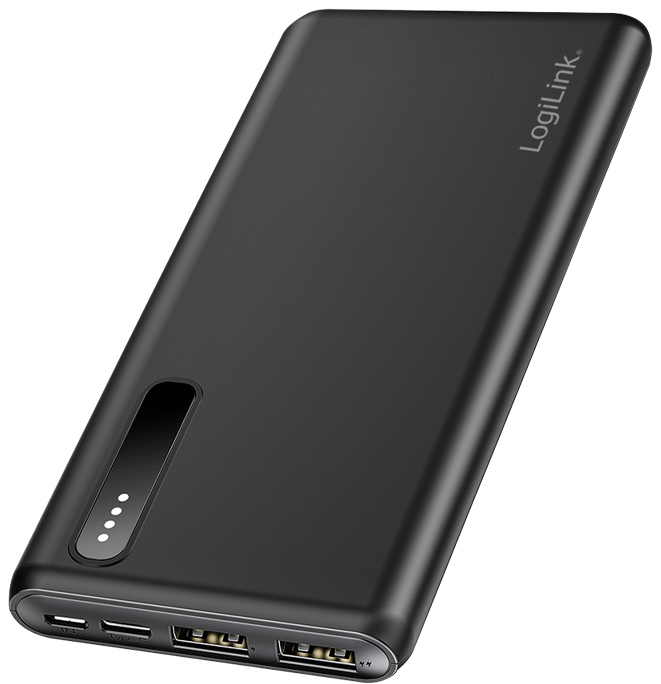 LogiLink Mobiler Zusatzakku, 8.000 mAh, 2x USB-A, schwarz von Logilink