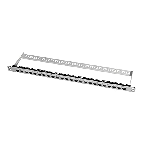 LogiLink NK4039 Keystone Patchpanel/Verteilerfeld für 24 Buchsen, geschirmt, 0.5 HE (Höheneinheit) lichtgrau von Logilink