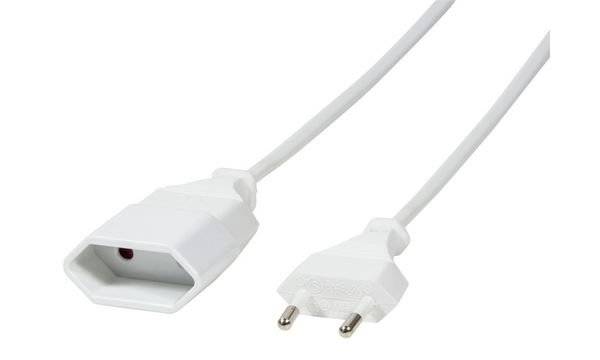 Logilink Netzkabel Euro CEE 7/16 Stecker zu Dose, 2m, Weiß von Logilink