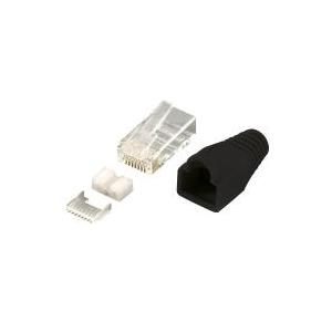 LogiLink - Netzwerkanschluss - RJ-45 (M) - abgeschirmt - CAT 6 - ohne Haken - Schwarz, RAL 9005 (Packung mit 100) von Logilink