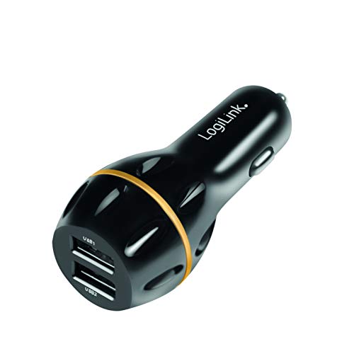 LogiLink PA0201 - KFZ USB Netzteil für Zigarettenanzünder, 2X USB Ports, mit QC (Quick Charge) V3.0 Technologie mit 19.5W mit Zusatzadapter (Micro-USB zu USB-C) von Logilink