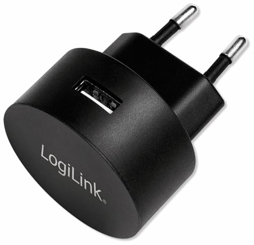 LogiLink PA0217 Fast Charging - USB Steckdosenadapter (1x USB-A, 10,5W) für Smartphones/Tablets/MP3-MP4 Player/eBooks/Navi/etc. mit Überlade-, Tiefentlade-, Überlast- und Kurzschlussschutz, schwarz von Logilink