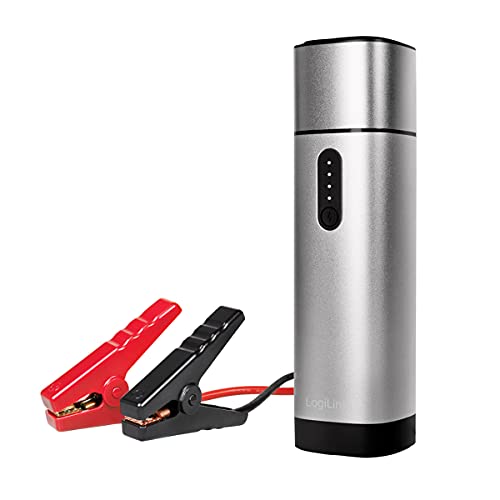 LogiLink PA0266 - Powerbank 10000 mAh, Auto-Starthilfe mit Starthilfe-Klemmkabel, 2X USB-A Felsgrau von Logilink