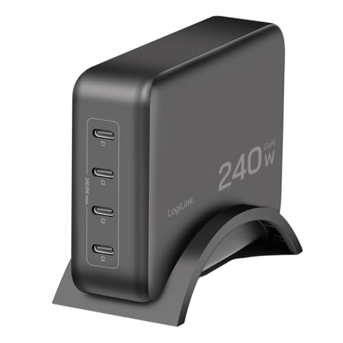 LogiLink PA0353 - GaN (Galliumnitrid) Smart-Ladegerät 240W, 4X USB-C PD 3.1 (PowerDelivery) von Logilink