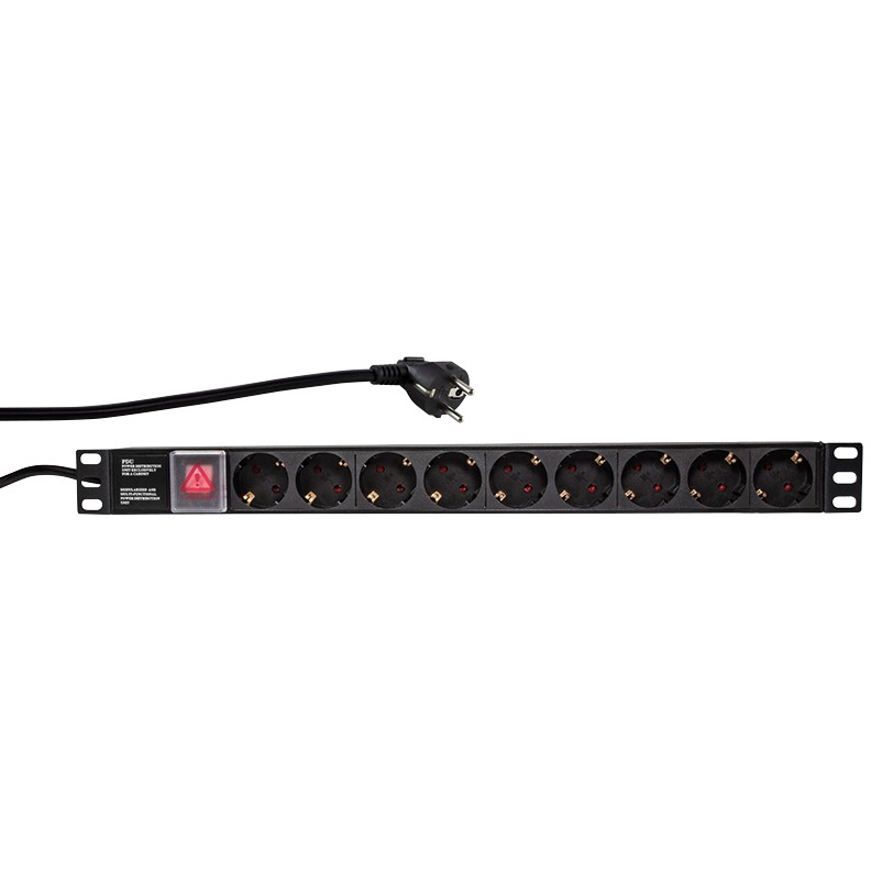 LogiLink 9-Fach Steckdosenleiste 19"" 1HE mit 2m Anschlusskabel und Schalter von Logilink