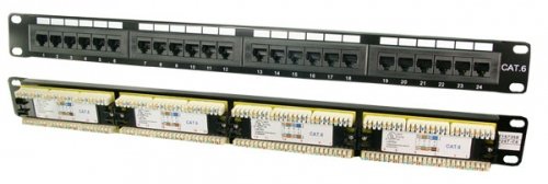 'LogiLink Patch Panel 19 CAT6 24-Port Bucht von Anschlüsse – Beeren-Anschlüsse (CAT6, schwarz) von Logilink