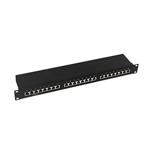 LogiLink Patchpanel - Cat. 6, 24 Ports, Schrankeinbau, STP, schwarz von Logilink