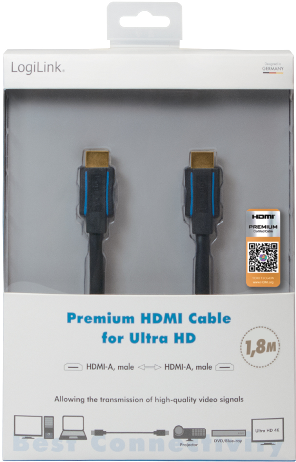 LogiLink Premium HDMI Kabel für Ultra HD, 7,5 m, schwarz von Logilink