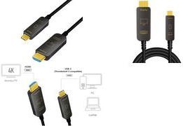 LogiLink - Premium High Speed - Adapterkabel - USB-C männlich bis HDMI männlich - 20 m - doppelt geschirmtes Kupfer/Glasfaser-Hybridkabel - Schwarz - Active Optical Cable (AOC), unterstützt 4K 60 Hz (3840 x 2160), Active Hybrid-Kabel von Logilink