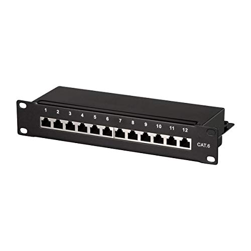 LogiLink Professional Cat.6 (250 MHz) Patchpanel - Verteilerfeld, 10", STP (geschirmt) 12-Port (RJ45) von Logilink