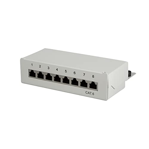 LogiLink Professional Cat.6 (250 MHz) Patchpanel - Verteilerfeld, Tisch/Wand/Desktop, STP (geschirmt) 8-Port (RJ45) von Logilink