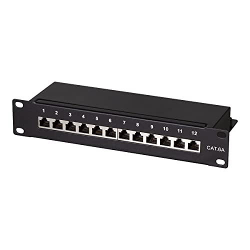 LogiLink Professional Cat.6A (500 MHz) Patchpanel - Verteilerfeld, 10", STP (geschirmt) 12-Port (RJ45) von Logilink