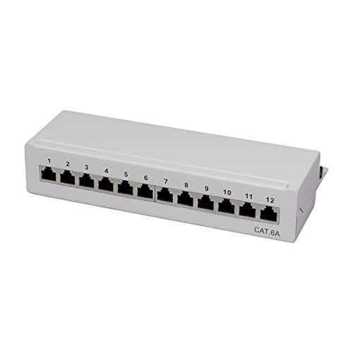 LogiLink Professional Cat.6A (500 MHz) Patchpanel - Verteilerfeld, Tisch/Wand/Desktop, STP (geschirmt) 12-Port (RJ45) von Logilink