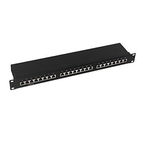 LogiLink Professional EconLine Cat.6 (250 MHz) Patchpanel - Verteilerfeld, 19", STP (geschirmt) 24-Port (RJ45), Schwarz von Logilink