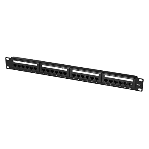 LogiLink Professional EconLine Cat.6 (250 MHz) Patchpanel - Verteilerfeld, 19", UTP (ungeschirmt) 24-Port (RJ45) von Logilink