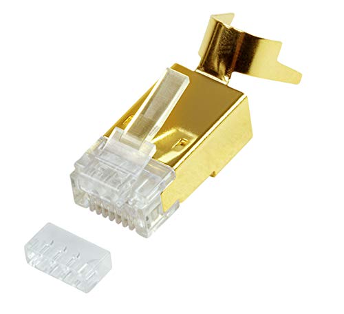 LogiLink Professional MP0048 Cat.8.1 / Cat.6A RJ45 Stecker, Messing vergoldet, 10 Stück geschirmt, bis 10GB Ethernet von Logilink