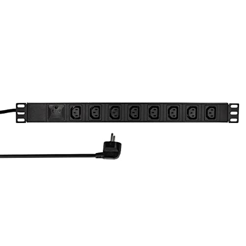 LogiLink Professional PDU8A01 Hochwertige 19" Steckdosenleiste 8-Fach IEC320 mit Überspannungsschutz Schwarz von Logilink