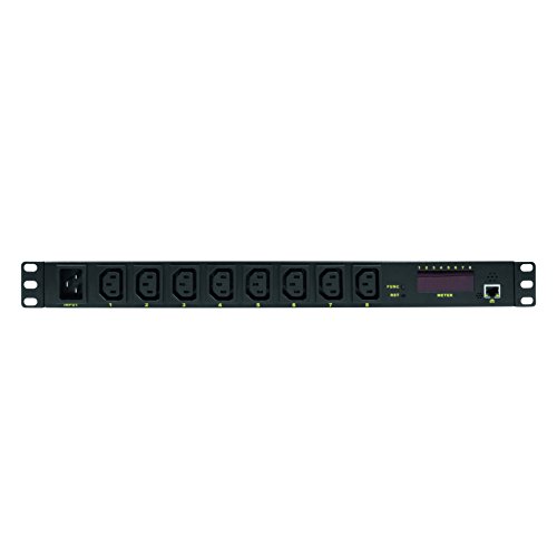 LogiLink Professional PDU8P01 Hochwertige IP "19" Steckdosenleiste 8-fach mit Schalt-, Mess/Warnfunktion, Temperatur und Feuchtigkeitssensor Schwarz von Logilink