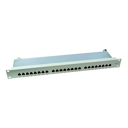 LogiLink Professional PrimeLine Cat.6 (250 MHz) Patchpanel - Verteilerfeld, 19", STP (geschirmt) 24-Port (RJ45) NP0040A, Lichtgrau von Logilink