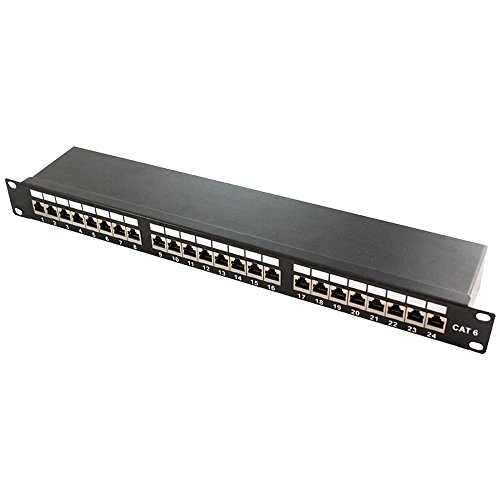 LogiLink Professional PrimeLine Cat.6 (250 MHz) Patchpanel - Verteilerfeld, 19", STP (geschirmt) 24-Port (RJ45) von Logilink