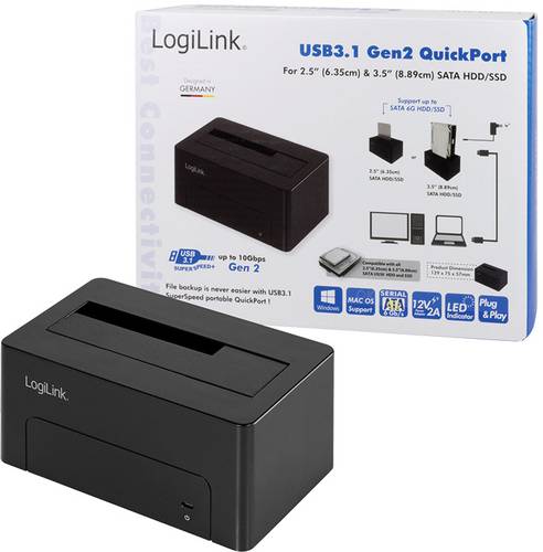 LogiLink QP0027 USB-C® 10Gbps SATA 6 Gb/s 1 Port Festplatten-Dockingstation 2.5 Zoll, 3.5 Zoll von Logilink