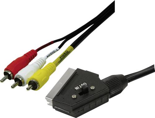 LogiLink SCART / Cinch TV, Receiver Anschlusskabel [1x SCART-Stecker - 3x Cinch-Stecker] Schwarz von Logilink