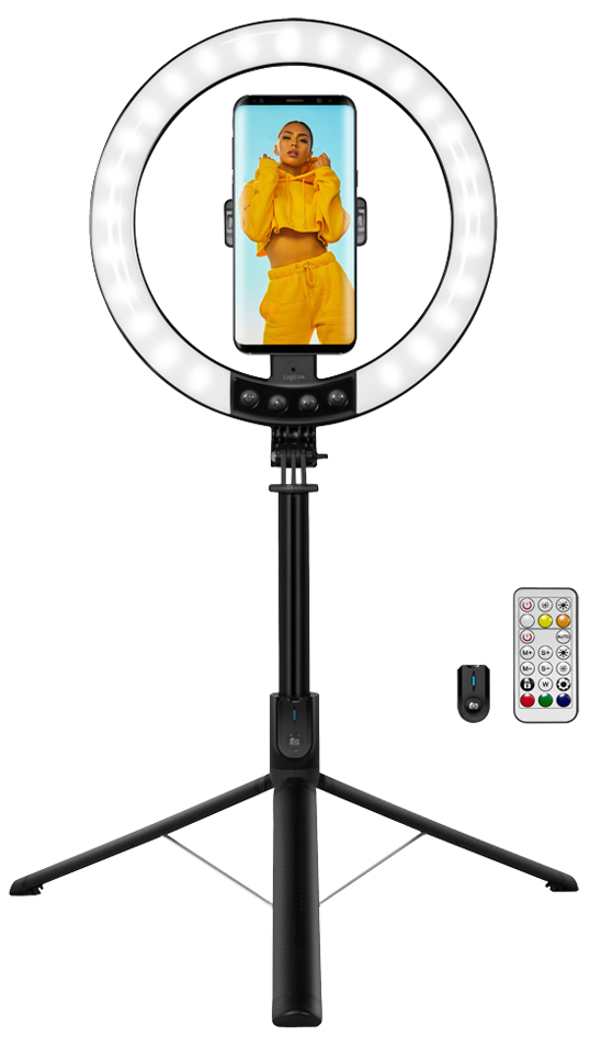 LogiLink Smartphone-Ringlicht mit Selfie-Stick-Stativ von Logilink