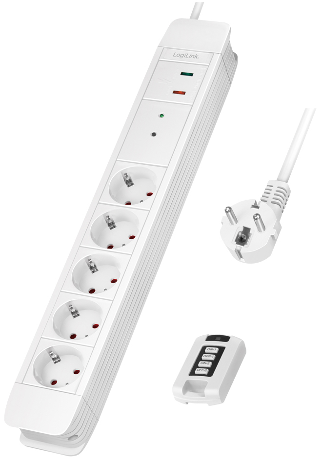 LogiLink Steckdosenleiste, 5-fach, mit Fernbedienung, weiß von Logilink