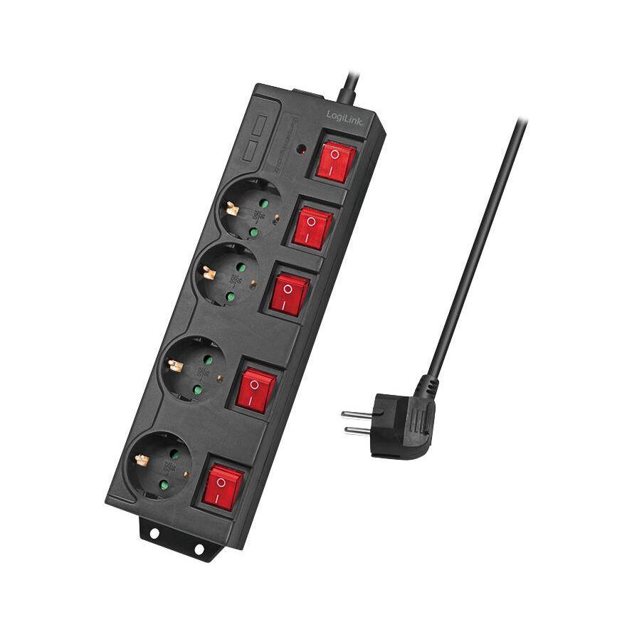 Logilink Steckdosenleiste 4-fach,4xCEE 7/3,m. 5Schalter,schw Logilink Steckdosenleiste 4-fach,4xCEE 7/3,m. 5Schalter,schw von Logilink