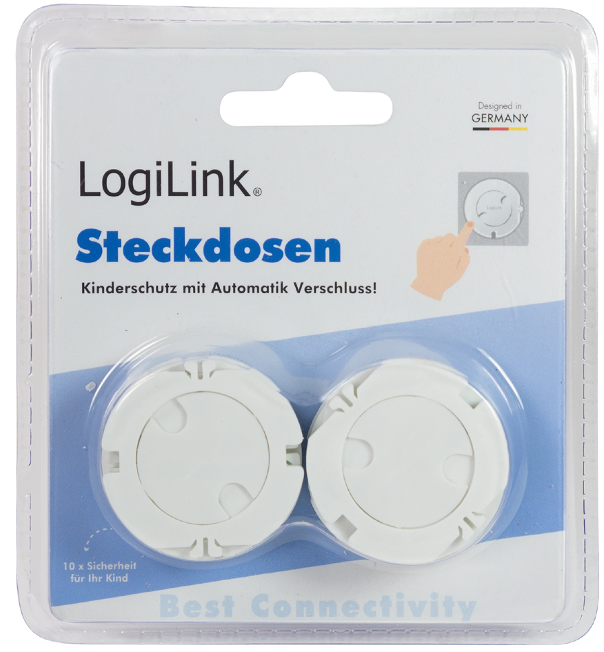 LogiLink Steckdosenschutz mit Automatikverschluss, 10er Set von Logilink
