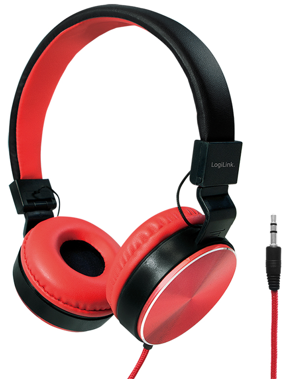LogiLink Stereo Headset, faltbar, schwarz/rot von Logilink