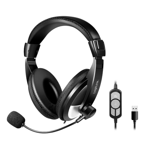 LogiLink Stereo-Headset mit gut gepolsterten Kopfhörern & integrierter Fernbedienung & Bügelmikrofon LogiLink Stereo-Headset mit gut gepolsterten Kopfhörern & integrierter Fernbedienung & Bügelmikrofon von Logilink